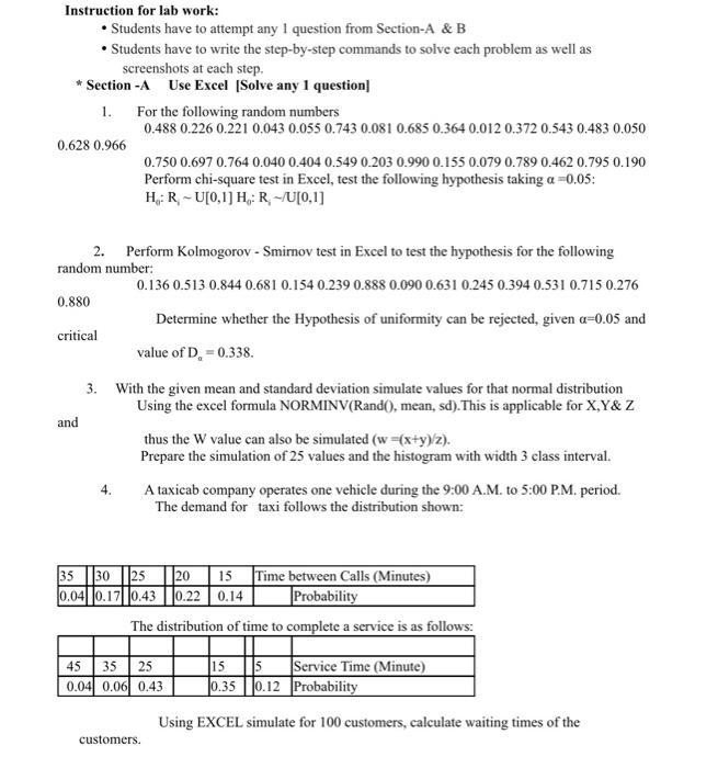 Instruction For Lab Work Students Have To Attempt Any I Question From Section A B Students Have To Write The Step B 1