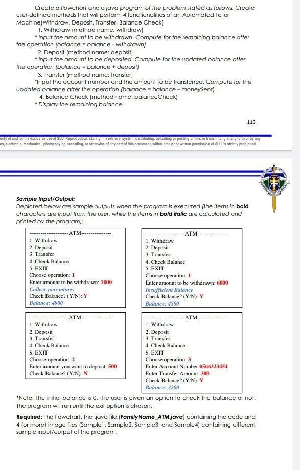 Create A Flowchart And A Java Program Of The Problem Stated As Follows Create User Defined Methods That Will Perform 4 1