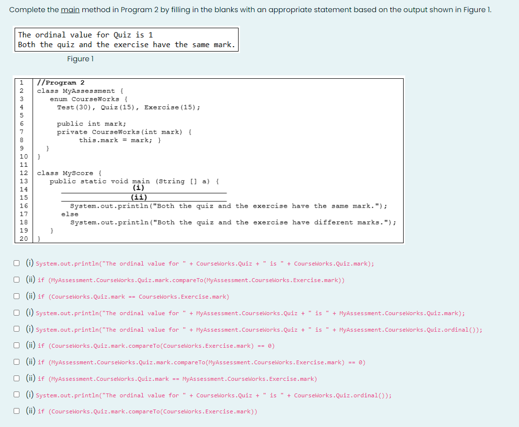 Complete The Main Method In Program 2 By Filling In The Blanks With An Appropriate Statement Based On The Output Shown I 1