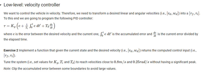 Low Level Velocity Controller We Want To Control The Vehicle In Velocity Therefore We Need To Transform A Desired L 1