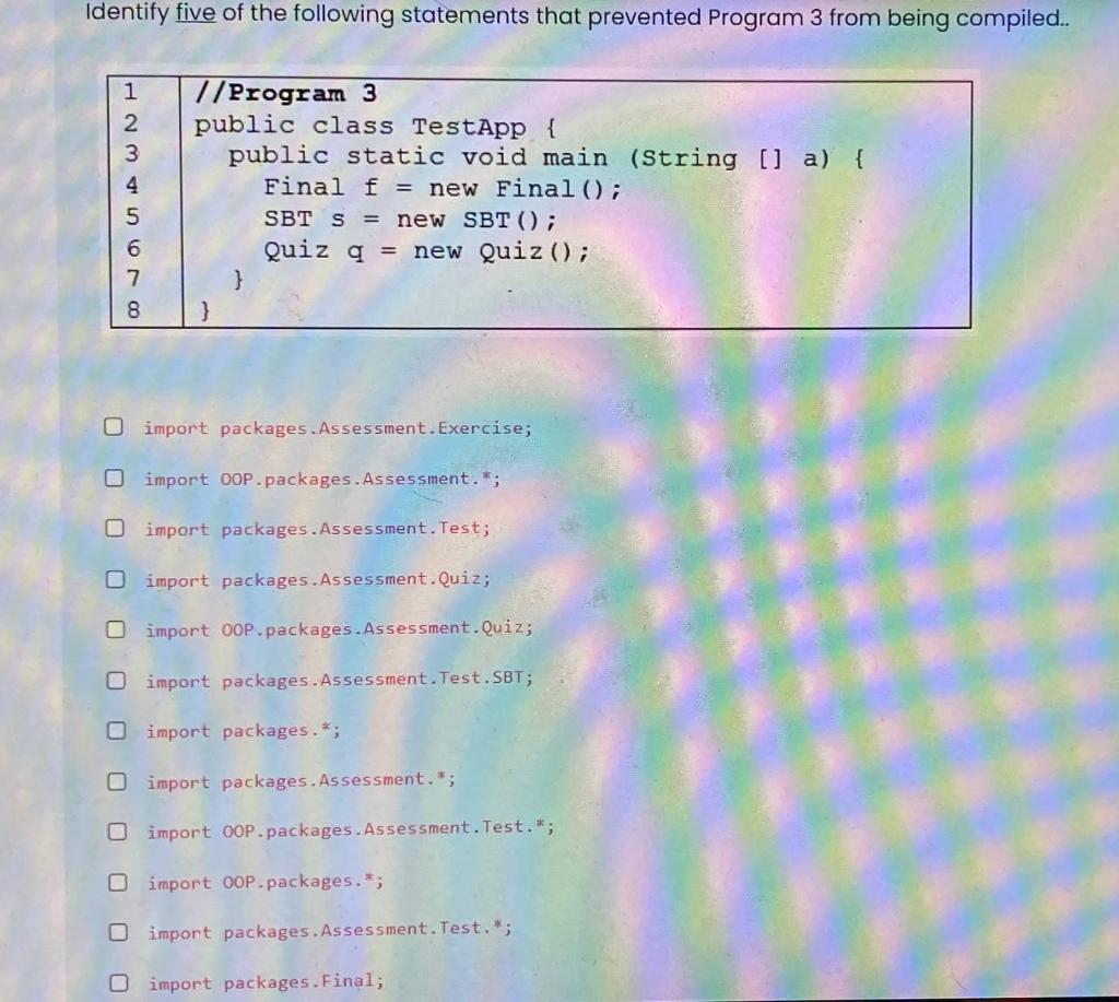 Given The Directory Structure As Shown Below C Oop Packages Final Class Assessment Quiz Class Exercise Class Test Sbt 2