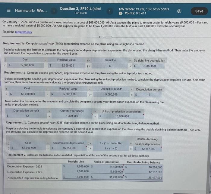 Part 8 Of 8 Question 3 Sf10 4 Simi Homework We Hw Score 43 2 10 8 Of 25 Points Save Points 0 8 Of 1 On Janu 1