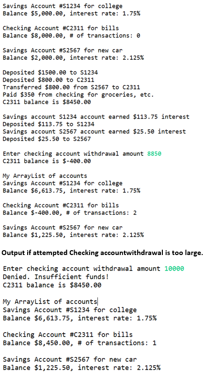 Savings Account 51234 For College Balance 5 000 Ee Interest Rate 1 75 Checking Account C2311 For Bills Balance 8 1