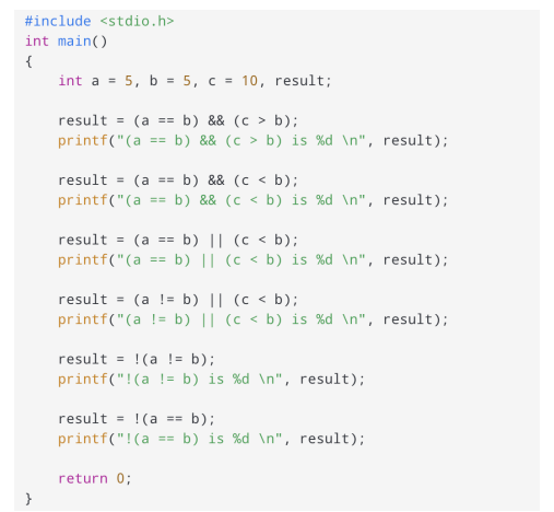 Include Stdio H Int Main Int A 5 B 5 C 10 Result F Result A B C B Printf A B 1