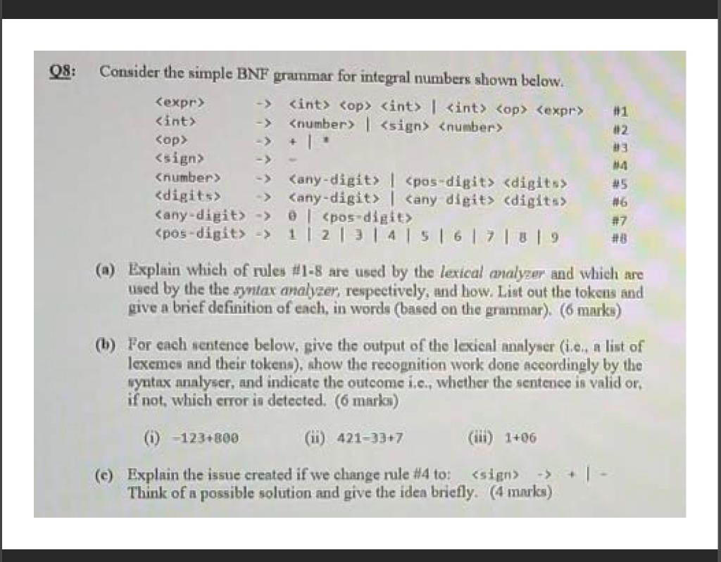 08 1 2 3 Na 5 6 7 8 Consider The Simple Bnf Granmar For Integral Numbers Shown Below Cexpr Cint Op Int 1