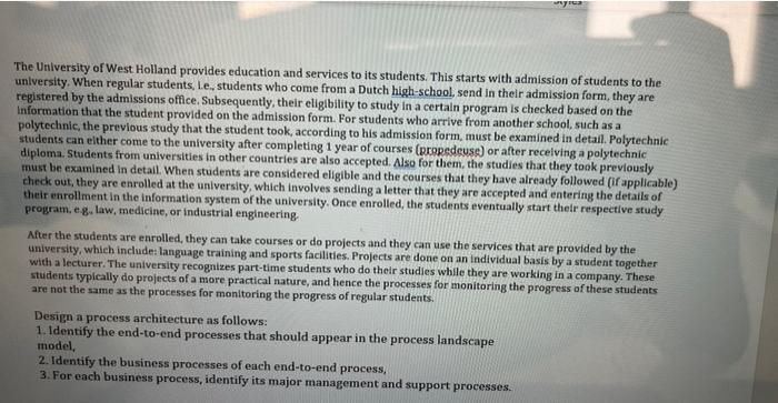 Es The University Of West Holland Provides Education And Services To Its Students This Starts With Admission Of Student 1
