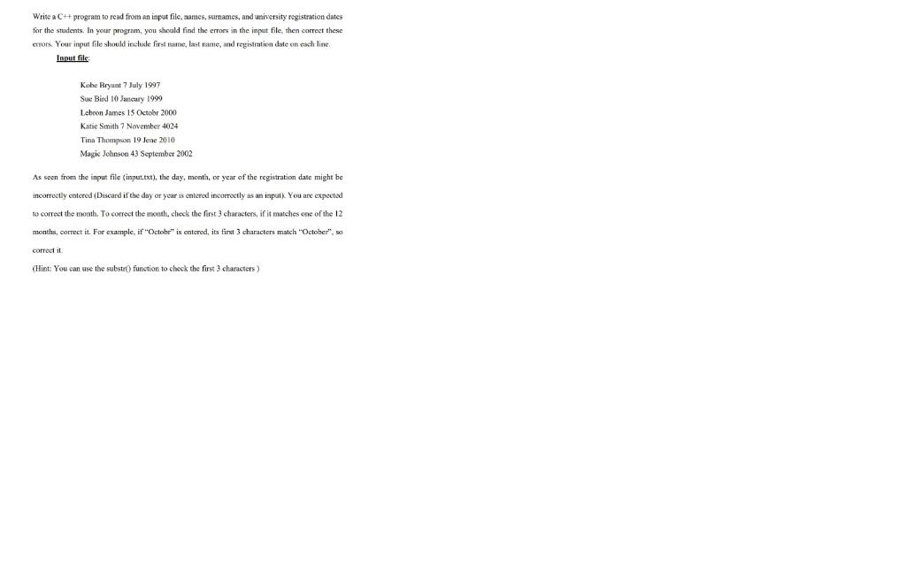 Write A Ch Program To Read From An Input Filc Games Surnames And University Registration Dates For The Students In Y 1