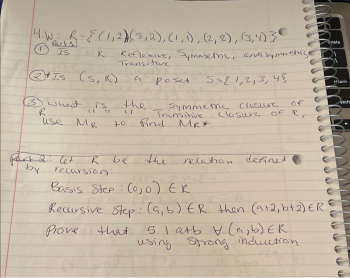 Part Vete O Is H Wik 1 2 3 2 1 1 2 2 3 4 Reflexive Symmetric Ansi Symmetric Transitive Dt Is S 1