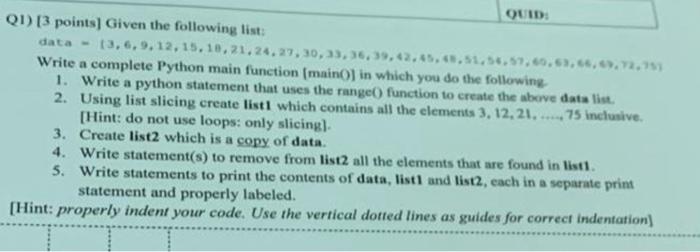 Data Quid Q1 13 Points Given The Following List 3 6 9 12 15 18 21 24 27 30 35 36 39 42 45 48 51 56 57 6 1