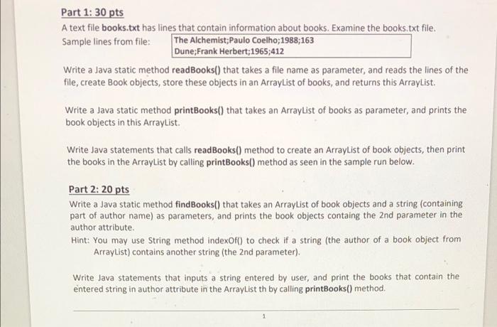 Part 1 30 Pts A Text File Books Txt Has Lines That Contain Information About Books Examine The Books Txt File Sample 1