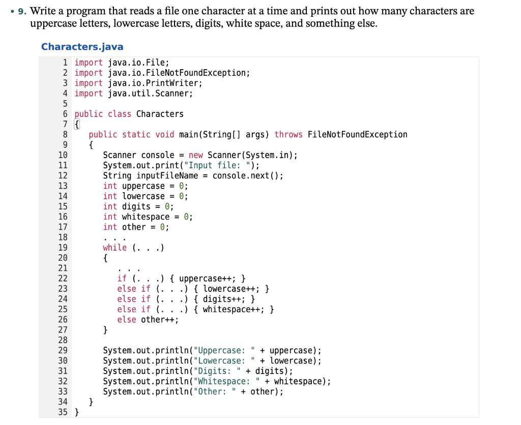 9 Write A Program That Reads A File One Character At A Time And Prints Out How Many Characters Are Uppercase Letters 1