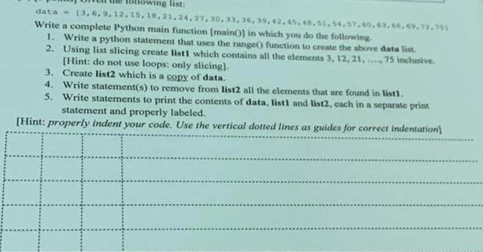 Following List Data 13 6 9 12 15 18 21 24 27 30 35 36 39 42 45 46 51 56 57 65 63 64 6 72 Write A Complete 1