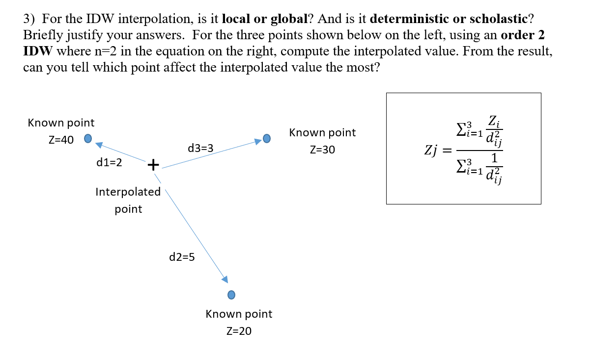 3 For The Idw Interpolation Is It Local Or Global And Is It Deterministic Or Scholastic Briefly Justify Your Answers 1