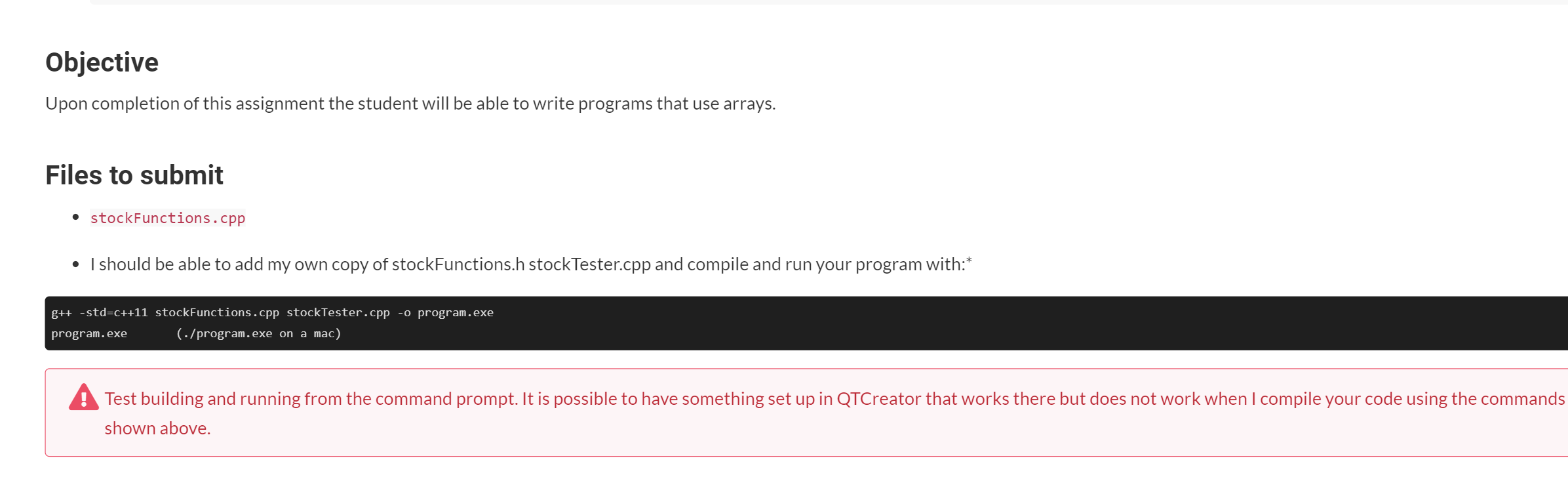 In C I Need With Writing Codes For Each Function Below Is The Instructions And The Two Files Stocktester Cpp And Sto 1
