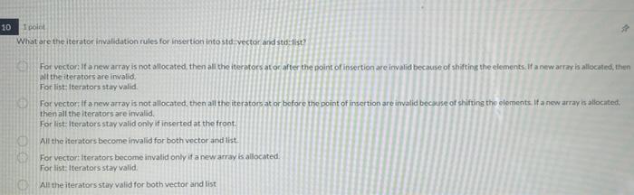 10 Poll What Are The Iterator Invalidation Rules For Insertion Into Std Vector And Stilist For Vector If A New Array 1