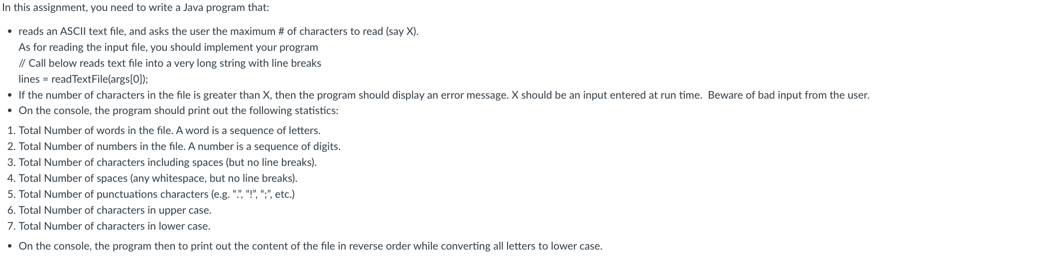 In This Assignment You Need To Write A Java Program That Reads An Ascii Text File And Asks The User The Maximum O 1