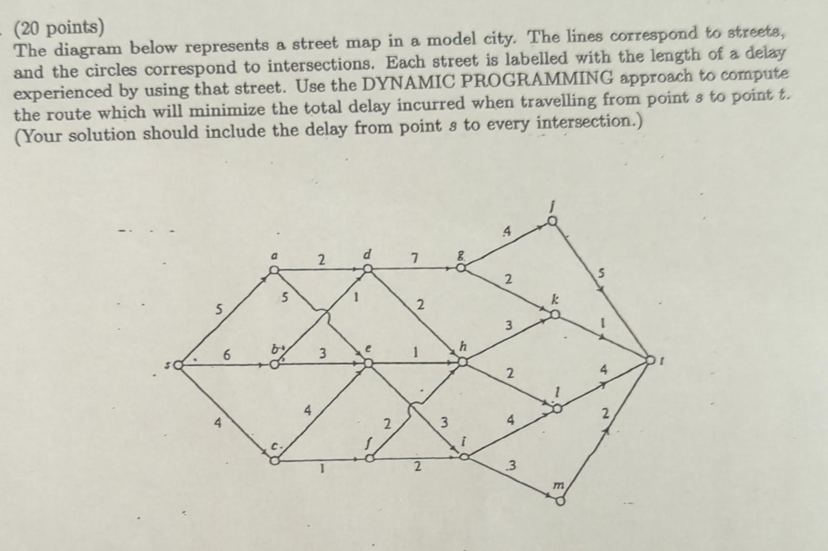 20 Points The Diagram Below Represents A Street Map In A Model City The Lines Correspond To Streets And The Circles 1