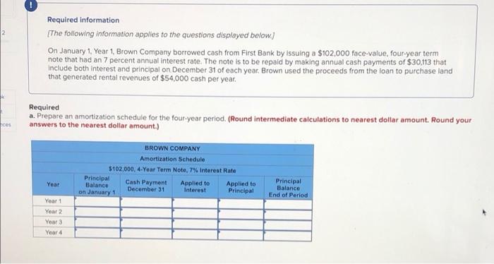 2 Required Information The Following Information Applies To The Questions Displayed Below On January 1 Year 1 Brown 1