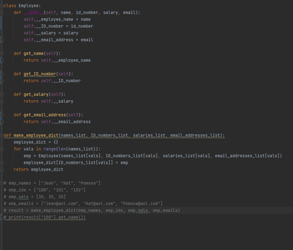 I Am Getting An Error Of Employee Object Has No Attribute Name I Have Looked Over My Indentation And Can T Seem T 1