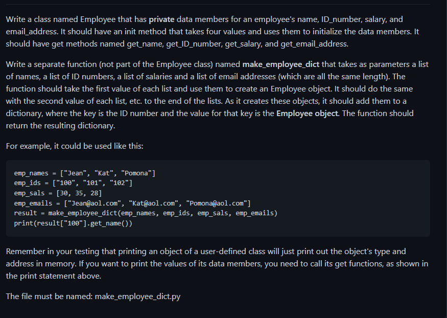 I Am Getting An Error Of Employee Object Has No Attribute Name I Have Looked Over My Indentation And Can T Seem T 2