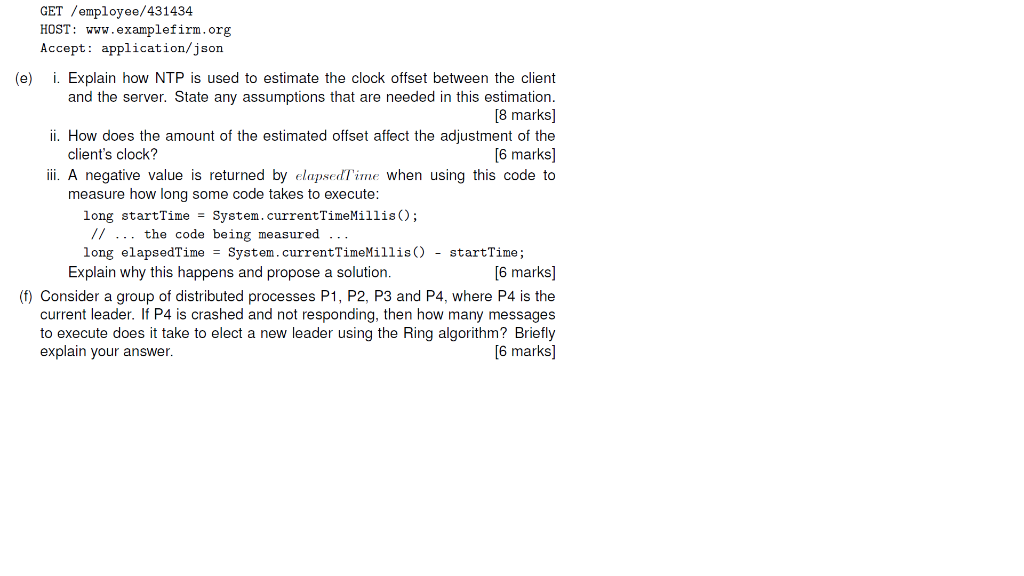 Get Employee 431434 Host Www Examplefirm Org Accept Application Json I Explain How Ntp Is Used To Estimate The Clock 1