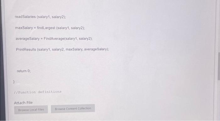 You Have Been Provided With The Framework Of A Program That Contains The Main Along With The Function Calls For 4 Funct 2