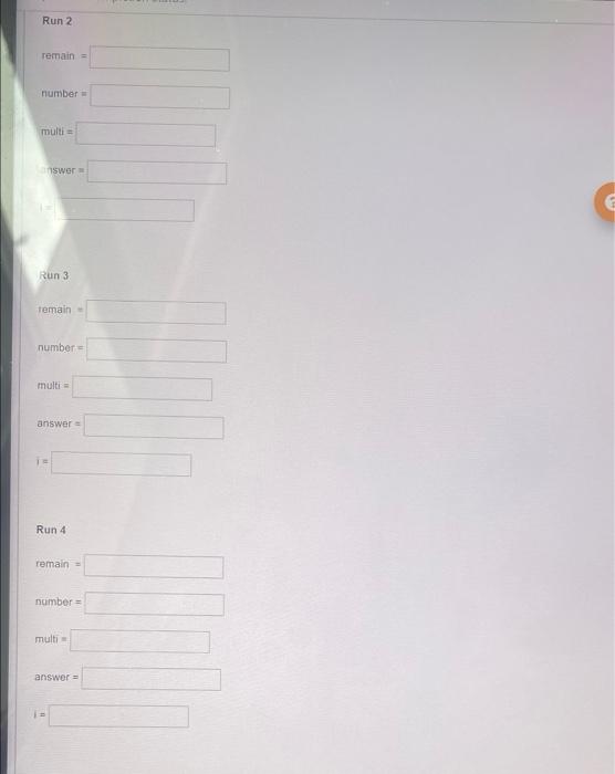 Int I 1 Int Number Multi Remain Number Int Answer Ii While I 5 Remain Number 10 Number Number 2