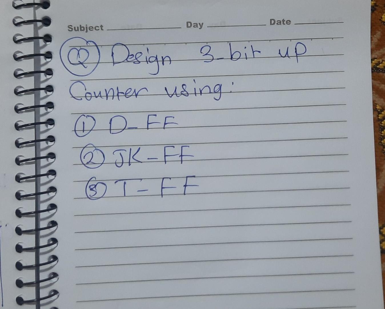 Subject Day Date 1 Design 3 Bit Up Counter Using Od Fe Jk Fi 3 1