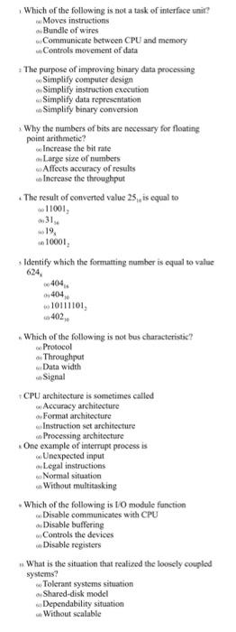 Which Of The Following Is Not A Task Of Interface Unit Moves Instructions Bundle Of Wires Communicate Between Cpu And M 1