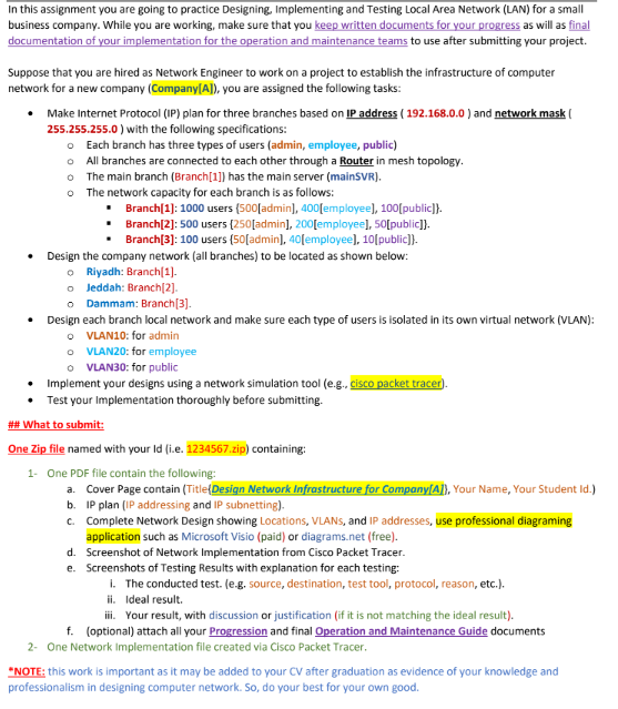 In This Assignment You Are Going To Practice Designing Implementing And Testing Local Area Network Lan For A Small Bu 1