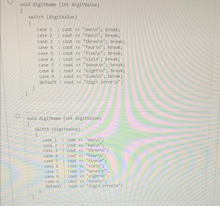 Select The Function That Takes An Argument In The Range From 1 To 9 Inclusive And Prints The English Name For That Int 2