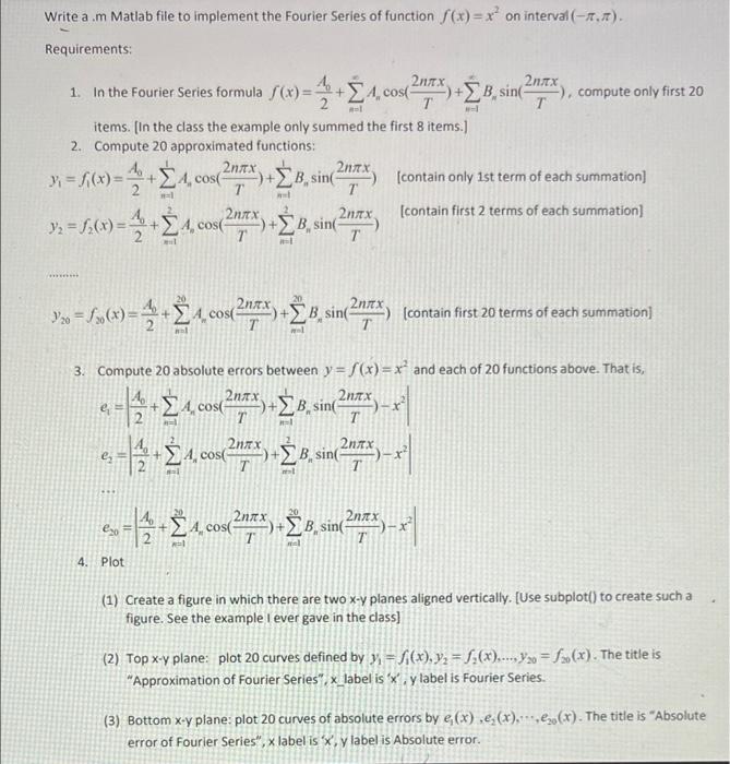 4 4 Cost 20172 Eb Sine Write A M Matlab File To Implement The Fourier Series Of Function F X X On Interval 1