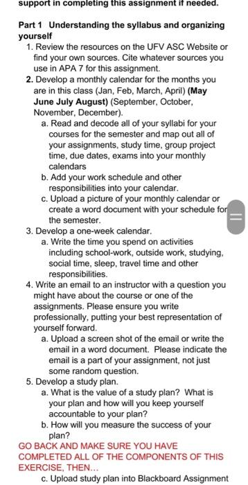 Support In Completing This Assignment If Needed Part 1 Understanding The Syllabus And Organizing Yourself 1 Review T 1