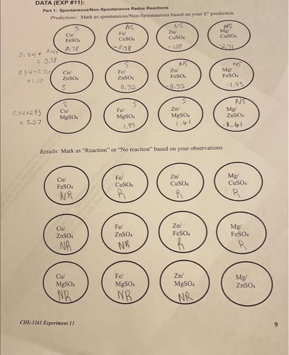 Student Name Instructor Name Meso 2 Part 2 Galvanic Cells Measured E Theoretical Error Mgzn Cell Mg Cu 0 7611 1 80 2