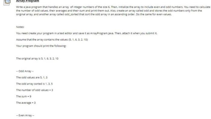 Array Erogam Write A Java Program That Handles An Array Of Integer Numbers Of The Size 6 Then Initialize The Array To 1