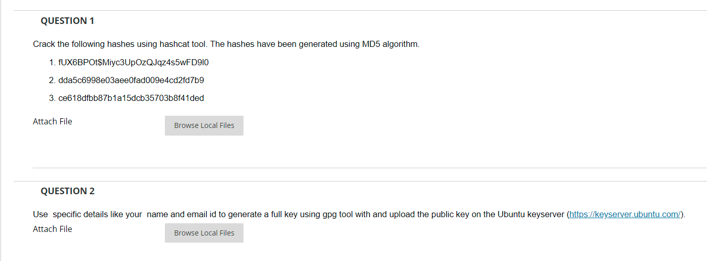 Question 1 Crack The Following Hashes Using Hashcat Tool The Hashes Have Been Generated Using Md5 Algorithm 1 Fux6bpo 1