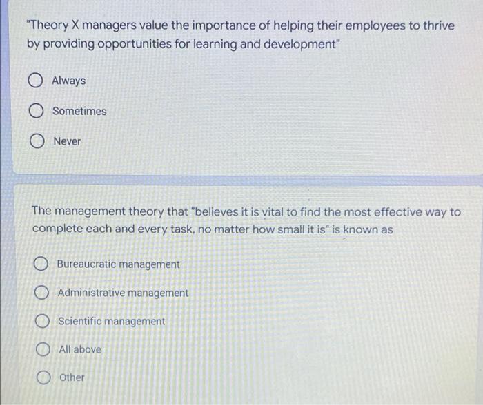 Theory X Managers Value The Importance Of Helping Their Employees To Thrive By Providing Opportunities For Learning And 1