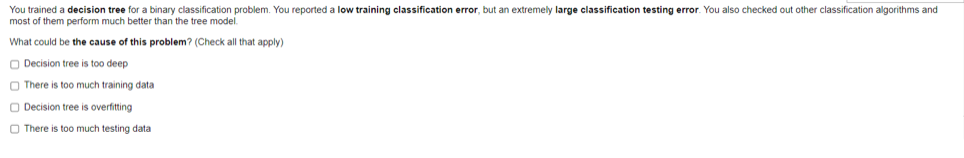 You Trained A Decision Tree For A Binary Classification Problem You Reported A Low Training Classification Error But A 1