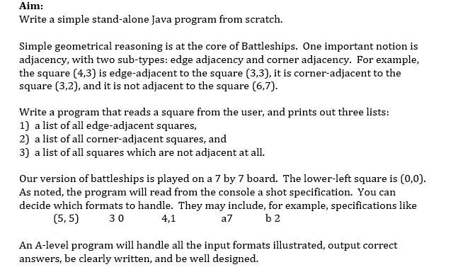 In Java Please Do Not Copy Any Other Answer This Is A 7 By 7 Grid Follow All The Guideline And Show The Output Code Plea 1