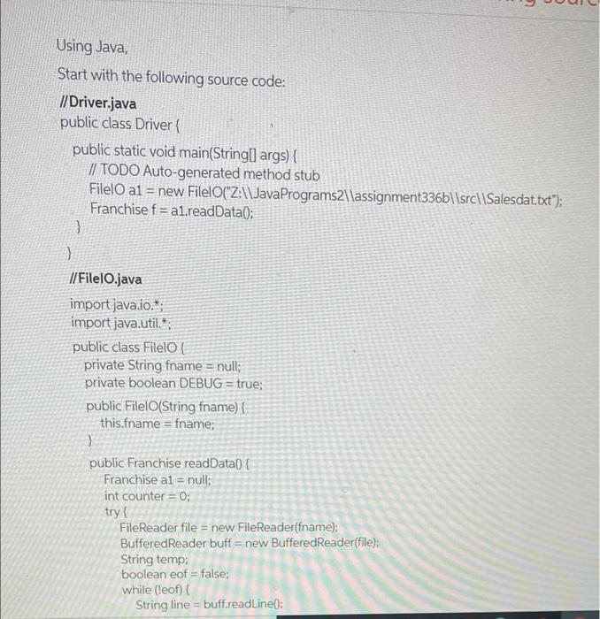 5 Using Java Start With The Following Source Code Driver Java Public Class Driver Public Static Void Main String 1