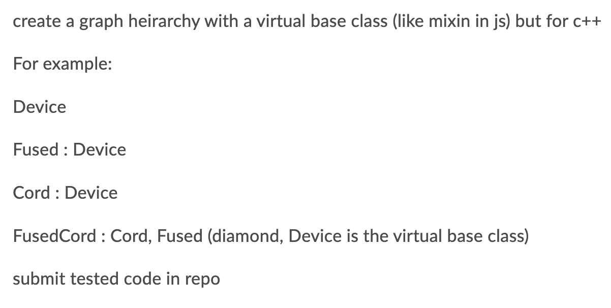 Create A Graph Heirarchy With A Virtual Base Class Like Mixin In Js But For C For Example Device Fused Device Cor 1