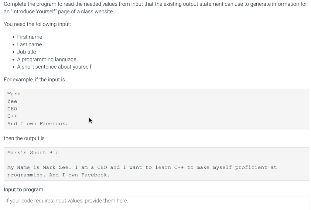111 Code In Python Please Use The Same Template In The Picture And Provide Code Thnx Print First Name S Short Bio 1