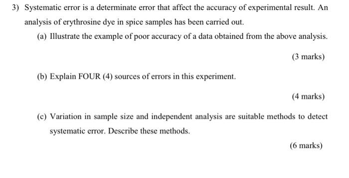 3 Systematic Error Is A Determinate Error That Affect The Accuracy Of Experimental Result An Analysis Of Erythrosine D 1