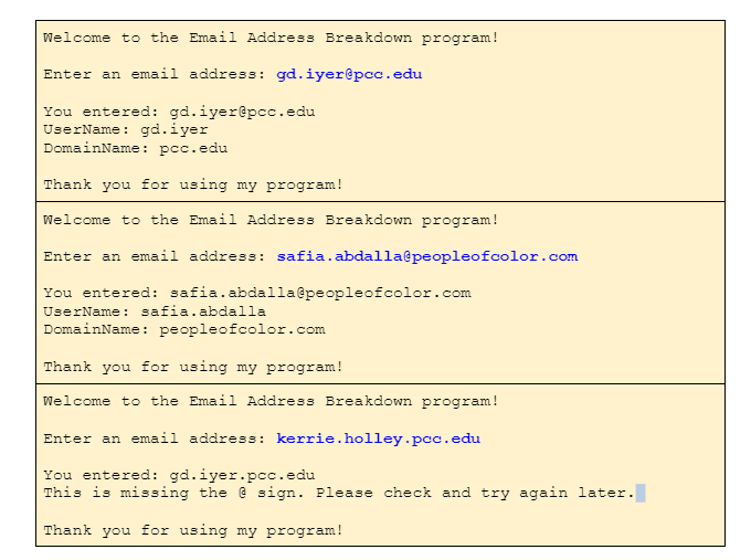 C Please I Need To Return The Domain And The Username From The Email I Need To Find The And Then Use Substr To 1