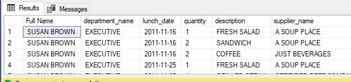 Using Ap And L Lunches Database Using The L Employees L Departments L Lunches L Foods L Lunch Items And L Suppliers 1