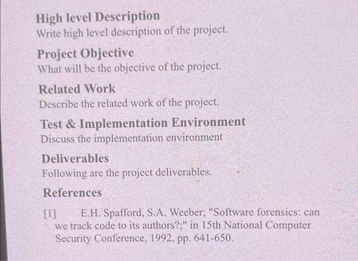High Level Description Write High Level Description Of The Project Project Objective What Will Be The Objective Of The 1