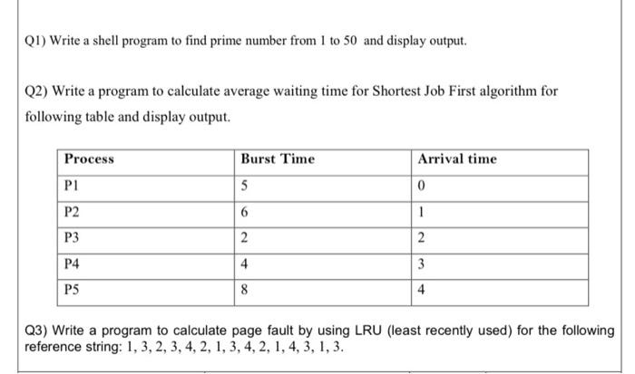 Q1 Write A Shell Program To Find Prime Number From 1 To 50 And Display Output 2 Write A Program To Calculate Average 1