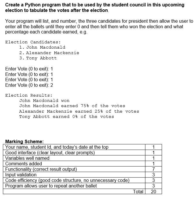 Hello I Have A Python Practical Coming Up This Week And The Following Was Supplied As An Example To Practice For It Ca 1