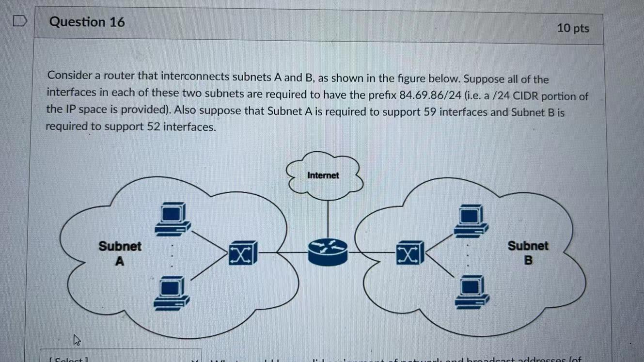 Question 16 10 Pts Consider A Router That Interconnects Subnets A And B As Shown In The Figure Below Suppose All Of Th 1