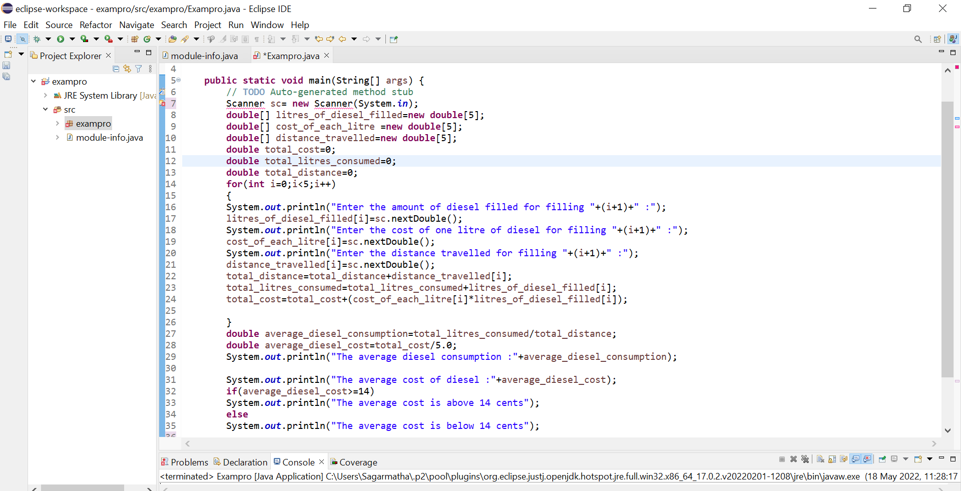 Can You Fix This Out I Don T Know Where I Have Done Mistake Package Exampro Public Class Exampro Public Static Void 1